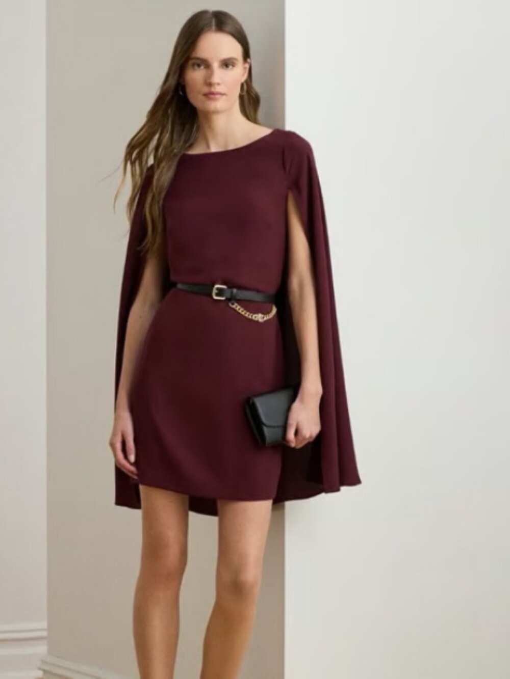 Lauren Ralph Lauren Caped Crew Neck Cocktail Dress NWT Size 8 - B183
